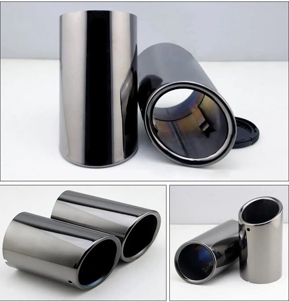 Black Coated Polished Finish Stainless Steel Car Exhaust Muffler Tip Pipe Compatible VW Volkswagen JETTA /SAGITAR/ POLO/ GOLF 7 exhaust muffler tip exhaust trim pipe