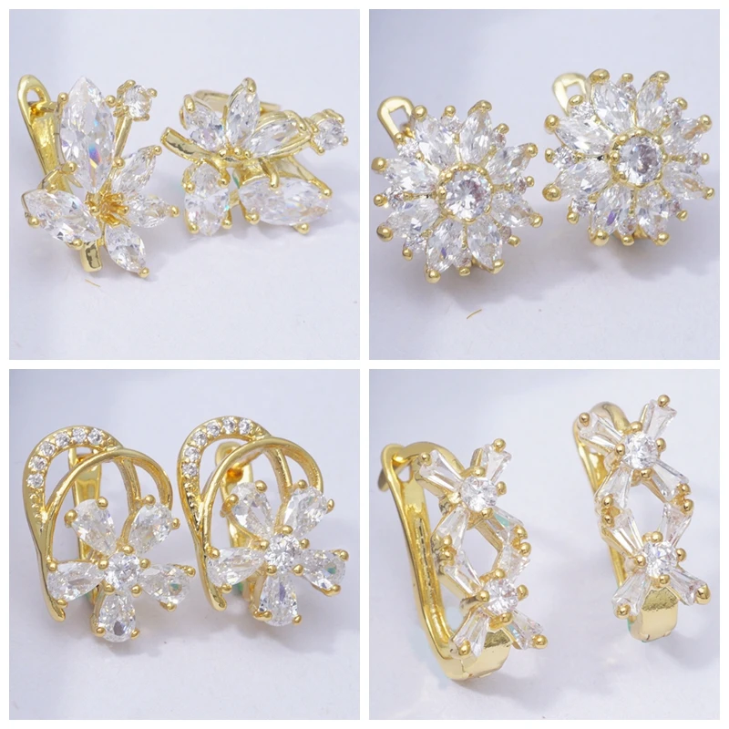 

Water Drop Flower Cubic Zirconia Circle Hoop Earrings for Women and Girl Gift Gold Filled Earings Fashion Jewelry Earring Earing