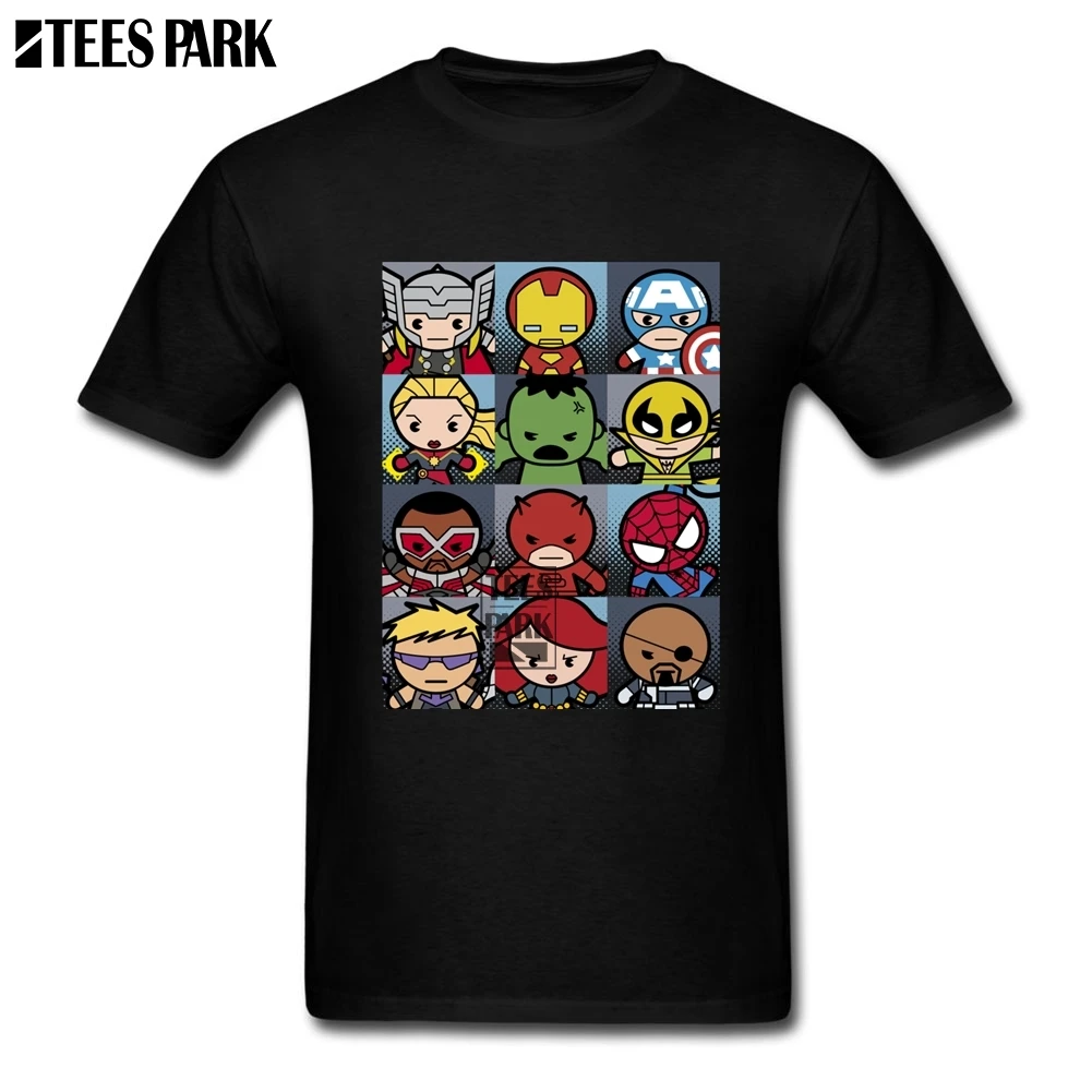 

Kawaii Superhero Spiderman Bulk Captain America New T Shirt Men's Round Neck Short SLeeve Sleeve Clothes 2019 New Adult