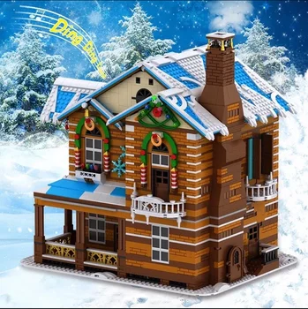 

Mould King 16011 Streetview Building The Christmas House with Led Music Parts Model Building Blocks Bricks Kids Christmas Gifts