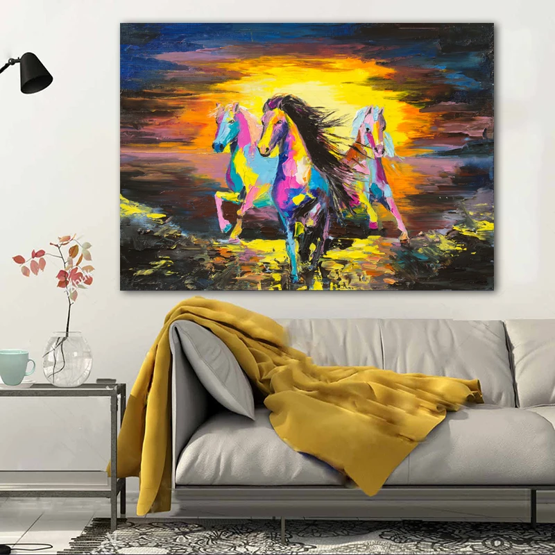 

RELIABLE ART Horse Animals Pictures Canvas Painting Graffiti Wall Art Picture For Living Room Oil Painting on Canvas NO FRAME