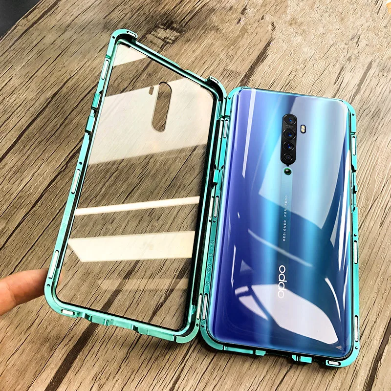 Двусторонний Магнитный защитный чехол для Oppo Reno 2 10x zoom A7 A9 A8 F9 F11 Z Pro металлическое