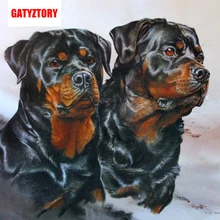 GATYZTORY 5D алмазная живопись Полная площадь DIY домашний декор мозаичные Стразы Картина на холсте с логотипом на заказ настенные картины две черные собаки