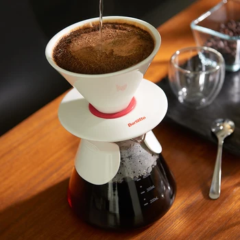 

Barsetto Coffee Pot Heat-resistant Glass Hand-made Coffees Sharing Pot V60 Spiral Filter Cup Coffee Drip Machine 1-2 Cups