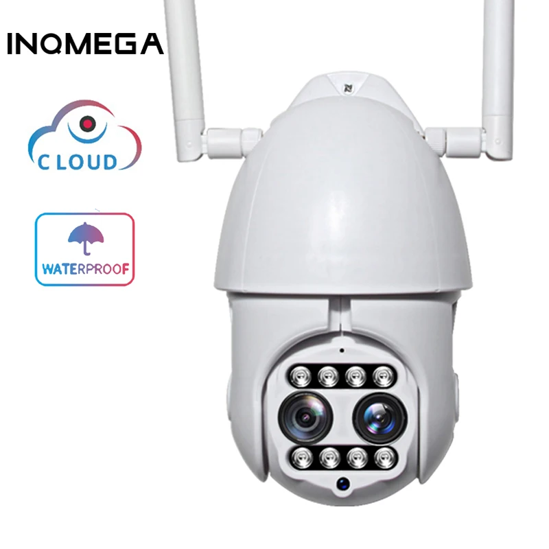 INQMEGA Cloud 1080P двойной объектив PTZ камера 4X цифровой зум Wifi Открытый скоростной купол беспроводной двухстороннее аудио CCTV WiFi камера
