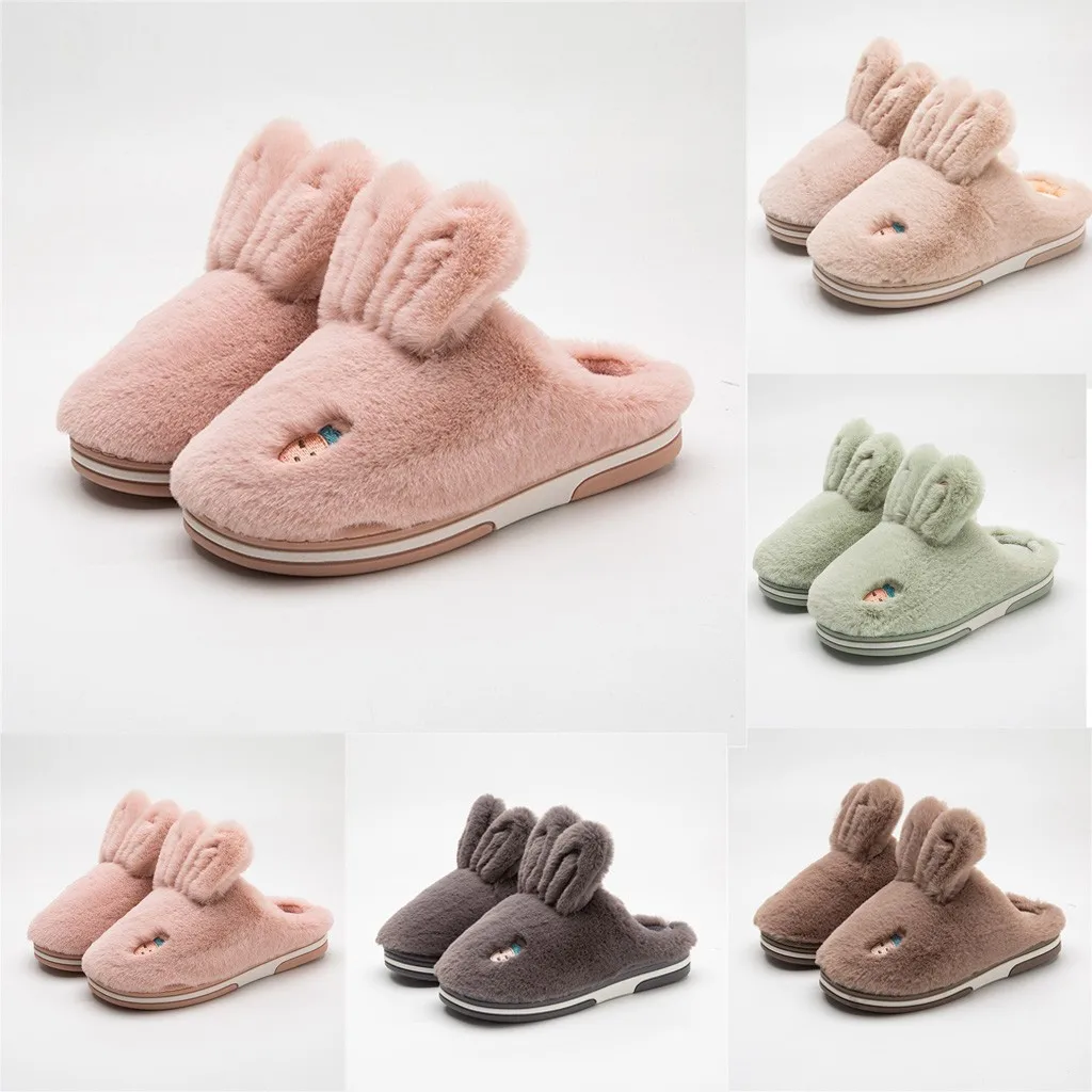 Тапочки для маленьких девочек и мальчиков; домашняя обувь с рисунком кролика; тапочки; мягкие сандалии обувь; Зимние теплые плюшевые тапочки; домашняя обувь; capcie