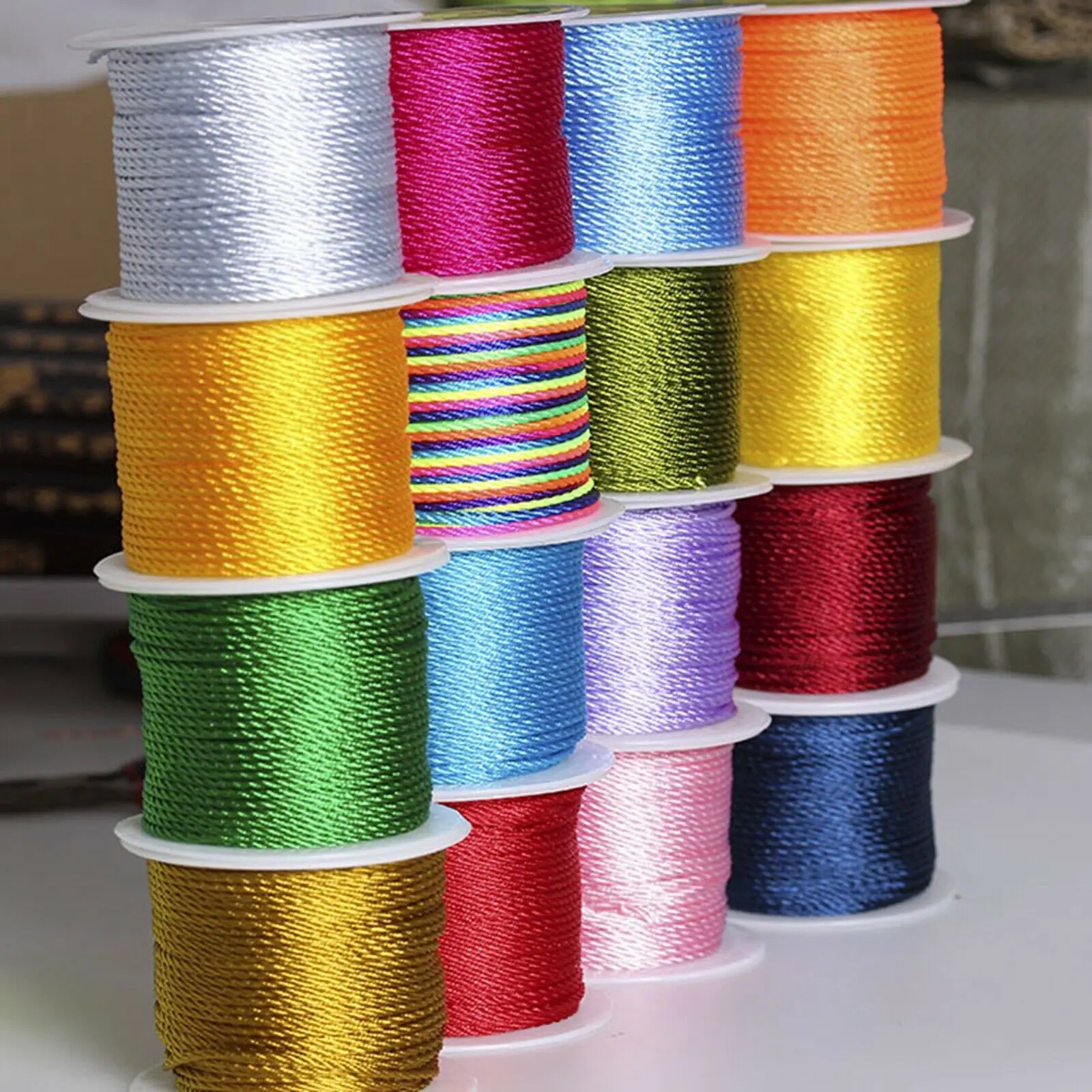 

32.8 Feets 2mm Nylon String Chinese Satin Silk Braided Cord Love Binding Rope