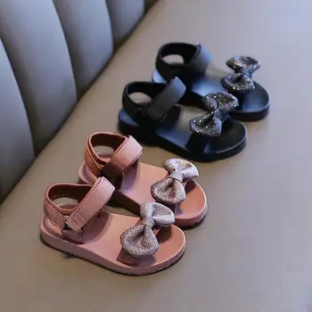 

Girls sandals 2020 Summer Flat shoes Kids Beach shoes Open-toe Sandals Children Non-slip Soft shoes With Bow Girls Sandals