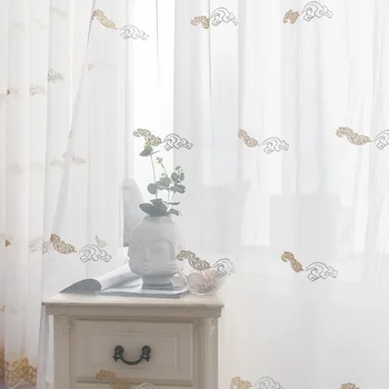 

Korean Embroidered Sheer Curtain Window Bedroom Curtains Cotton Flax Panels Tulle Voile for Living room ZH206Y