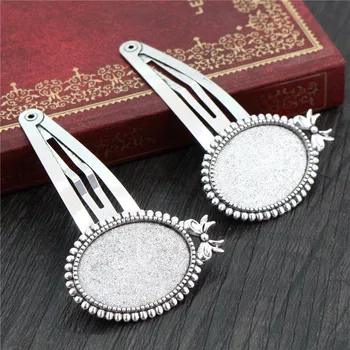 

18x25mm 5pcs High Quality Antique Silver Plated Copper Material Hairpin Hair Clips Hairpin Base Setting Cabochon Cameo J5-31