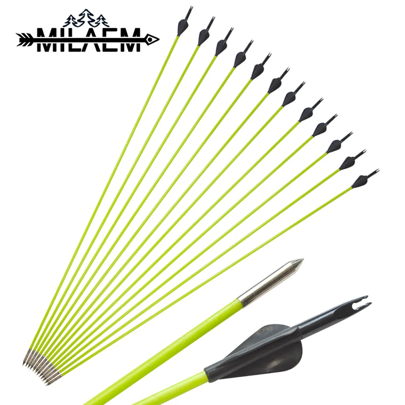 12 Pcs Archery Fiberglass Arrow Spine 600 With OD5 mm Fixed Fit For 10-30 lbs American Hunting And Straight Bow | Спорт и