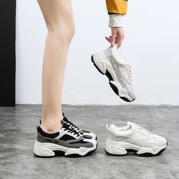 

Genuine Leather Women's Shoes Soft Noodles Small White Shoes Woman 2020 Dad Shoe Chalaza Motion Leisure Time Women's Shoes