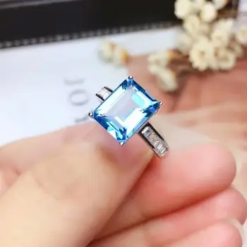 

shilovem 925 silver sterling rings natural topaz cute fine Jewelry women wedding new wholesale open gift 8*10mm mj0810722agb