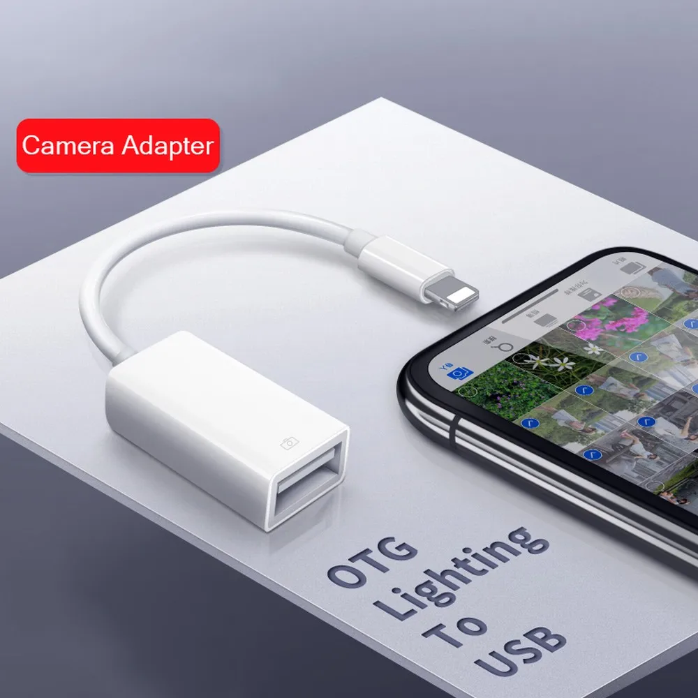  Lighting to USB OTG Date Connect Cable Adapter U Disk Keyboard Headset Microphone Connector For iPa