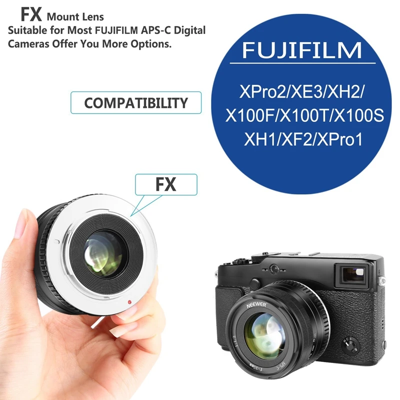 35 мм F1.2 большой группа перфорированных aps-c Алюминий объектив для цифровой фотокамеры Fuji X Крепление без зеркало X-A1 X-A10 X-A2 X-A3 X-M1 X-M2 X-T1 X-T1 X