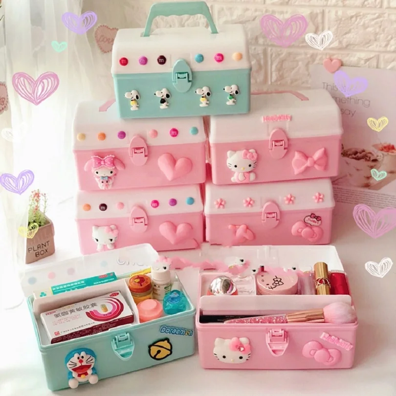 

Hello Kitty Plastic Container Storage Gift Toy Box For Jewelry Cosmetic Drawer Desk Organizer Pill Box