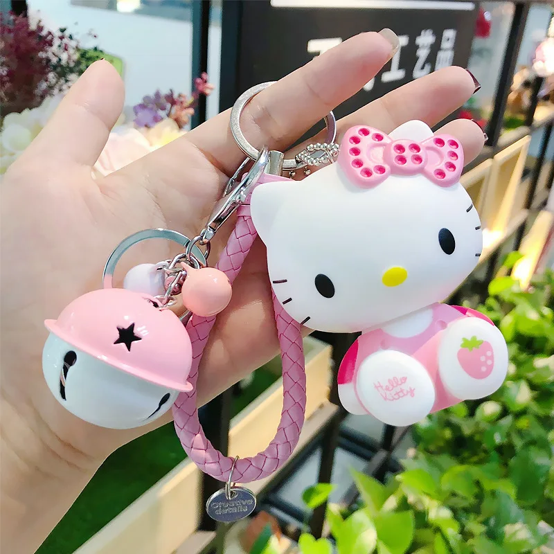Hello Kitty Anime Keychain Cartoon Female Cute Vinyl Doll Key Chain Ring Car Bag Pendant Haikyuu Lanyard for Keys | Украшения и