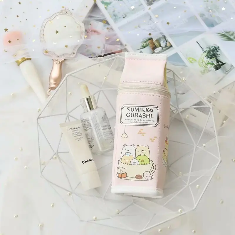 Sumikko Gurashi, пенал для молока, сумка для карандашей, на молнии, косметичка, чехол, Повседневный, на молнии, с рисунком, для детей, для девочек, для мальчиков, подарок, новинка - Цвет: Бежевый