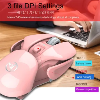 

Rechargeable 2.4G Wireless Mouse Metal Noiseless Silent Click Optical Mouse 5 Keys 1600DPI For PC Computer Laptop Offce Mice