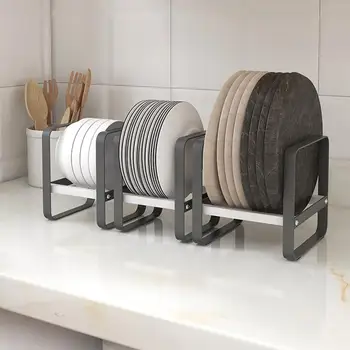 

Simple Square Design Plate Dish Organizer Rack Carbon Steel Plate Holder Organizer Dish Storage Drying Rack For Kitchen