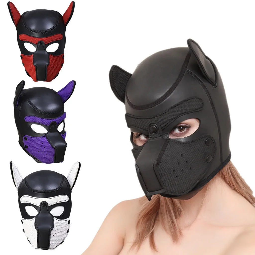

Adult accessory Sexy dog head mask Padded Rubber Puppy play Mask Soft Role playing mask Playing the dog's full head mask Y10.4