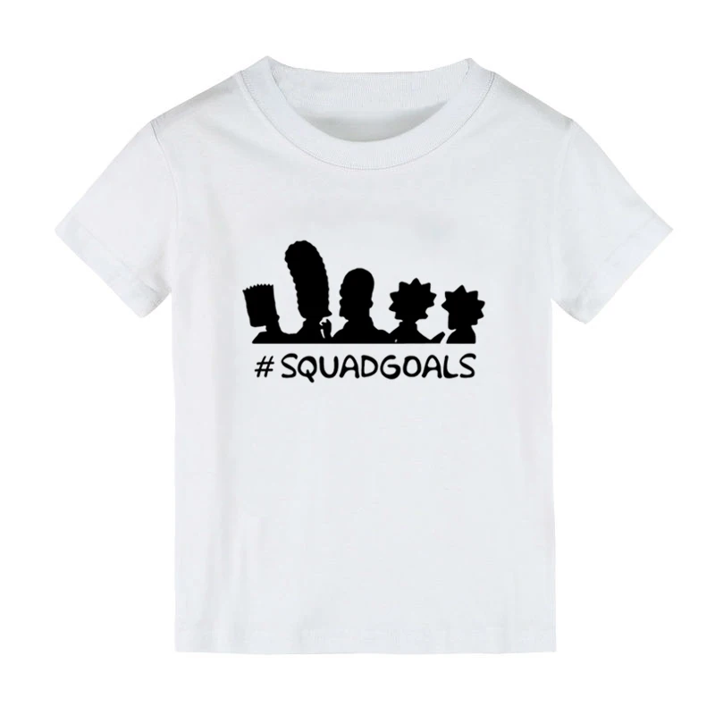 Детская футболка с принтом «squad goals», рубашка для мальчиков и девочек, одежда для малышей, забавные уличные футболки, FF-7 - Цвет: Белый