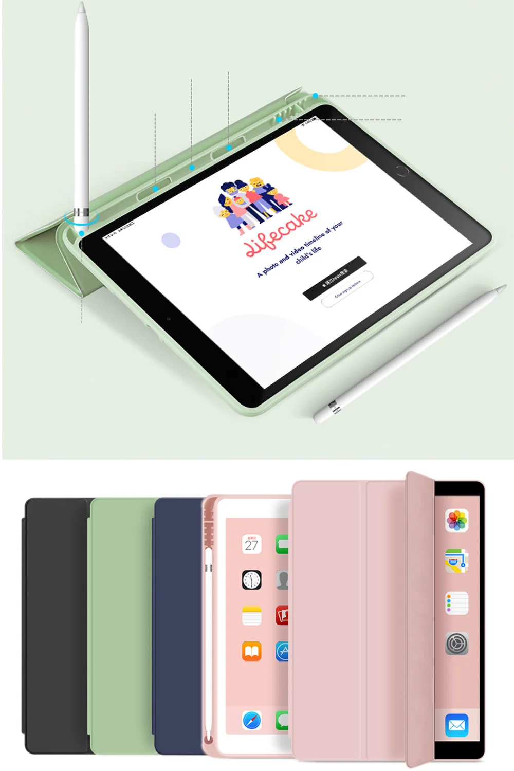 Для нового iPad Air 3 10 5 дюймов чехол с держателем для карандашей тонкий трехскладной