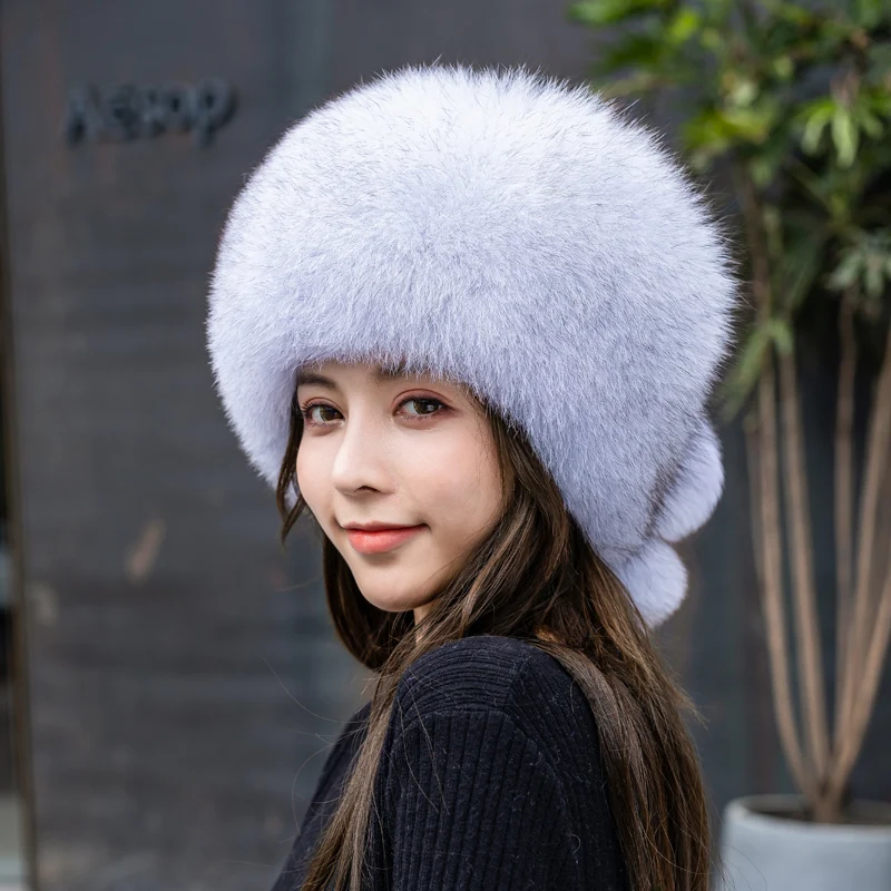 Natural Fox Fur Russian Hat Ushanka 