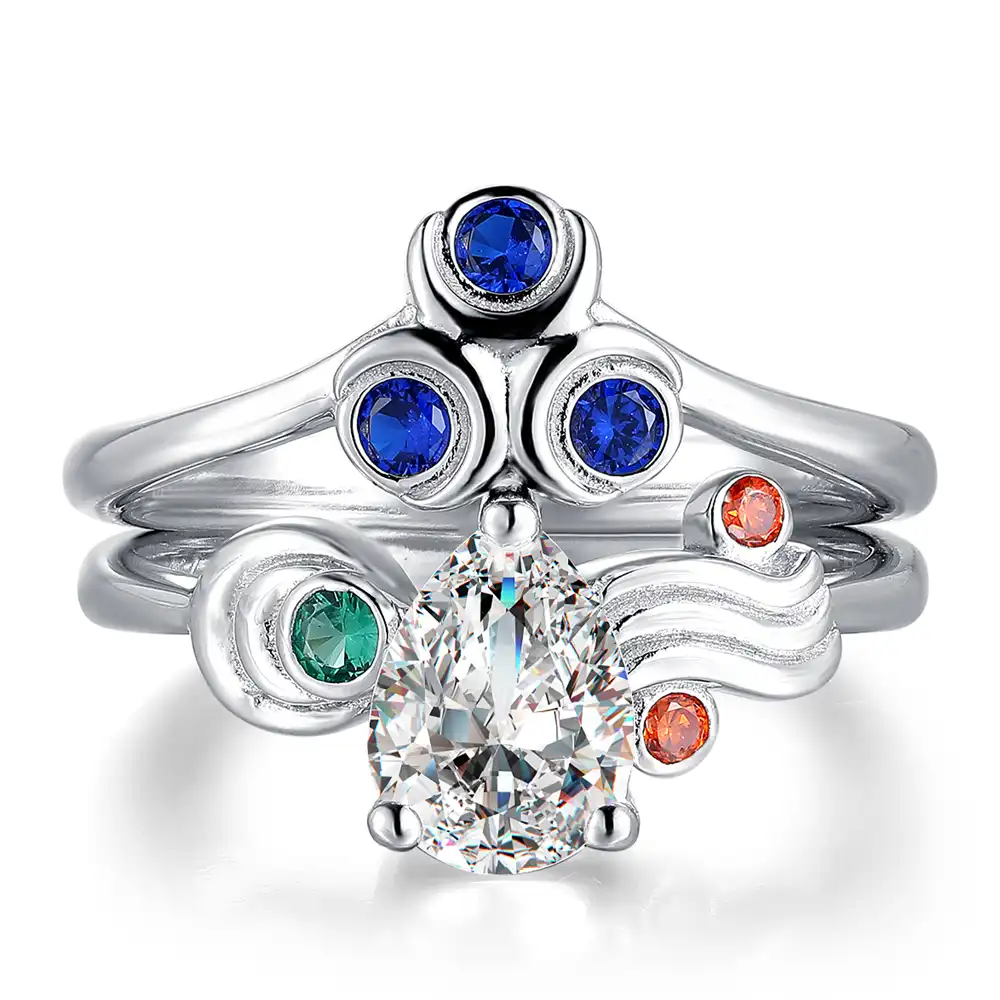 ゼルダリンクゾラのサファイア風のタクトのオカリナ時間925スターリングシルバー婚約指輪 指輪 Aliexpress