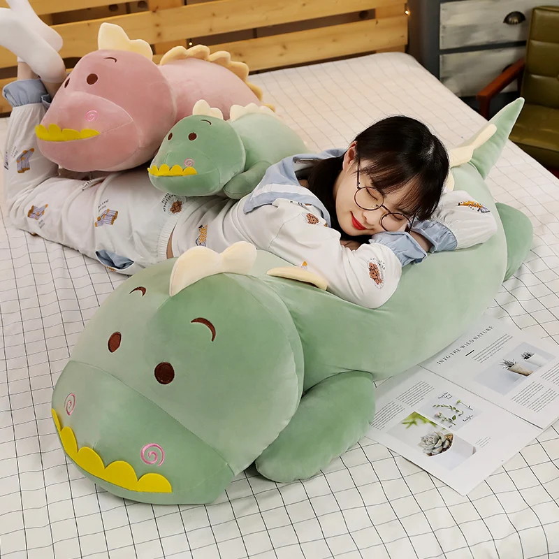 Huggable 60/90/120CM Cartoon Animal Dinosaur Plush Pillow CushionToys Stuffed Soft Long Sleeping Dolls Children Birthday Gift 1 2 3 years old boys girls dinosaur baseball cap embroidered adjustable washed distressed cotton denim children kid hat