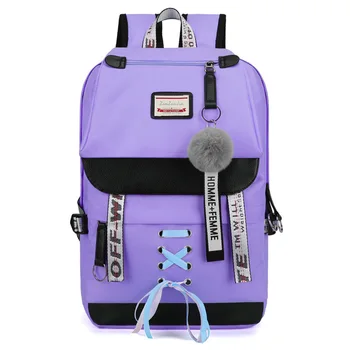 

Pink USB Backpacks Women School Backpack for Teenage Girls School Bag Large Canvas Middle High College Student Bagpack 2019 New