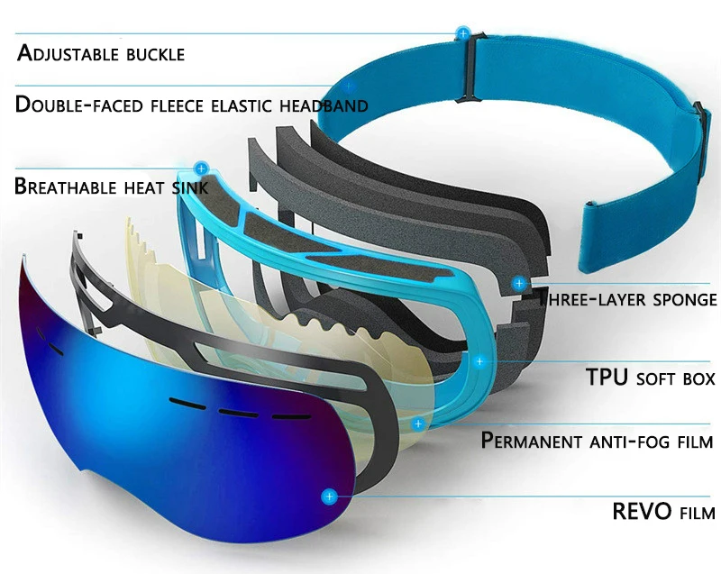 Лыжные очки с защитой от запотевания, водонепроницаемые, двухслойные лыжные очки для мужчин и женщин, зимние лыжные и сноубордические очки