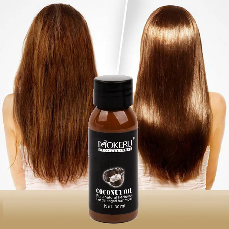 Hot Mokeru 30ml Organic New Virgin Coconut Oil Hair Repairing Damaged Hair Growth Treatment Prevent Hair Loss Products for Women