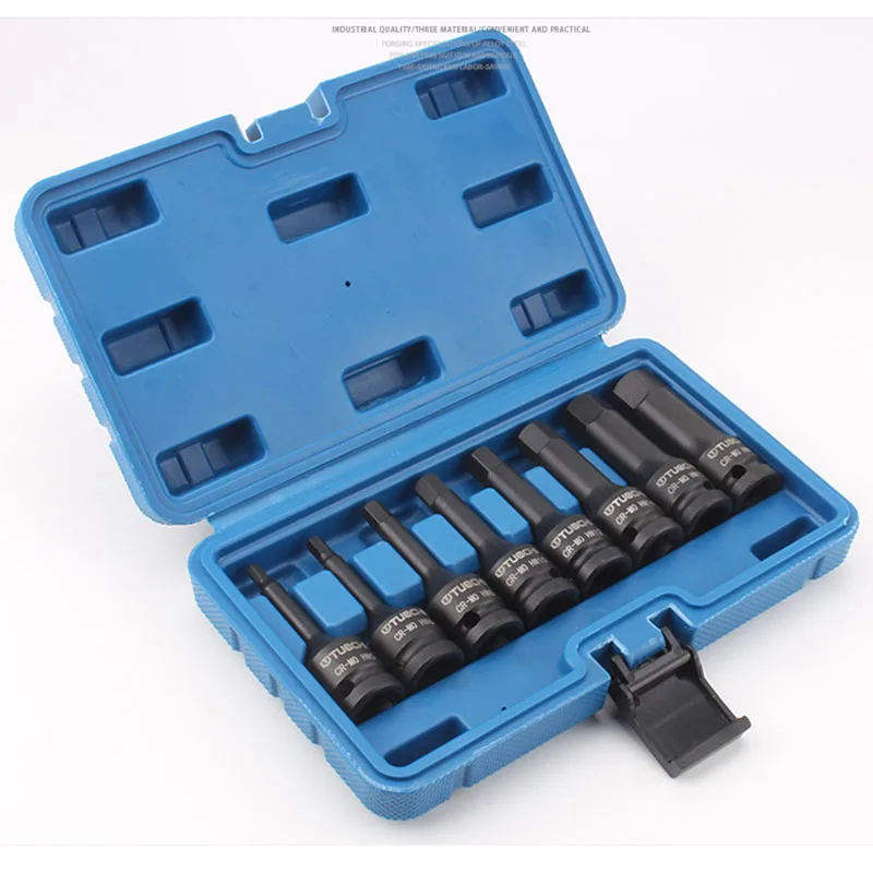 

1/2" Dr Torx Driver Impact Socket Set CR-MO MP/M/T/H Metric 8PCS Torx Bit Star Socket for Manual Pneumatic Wrench With Case