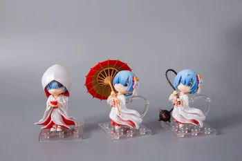 

3pcs/set 10cm Re:Life in a Different World From Zero Rem Ram Kimono Q Version Figure Toys