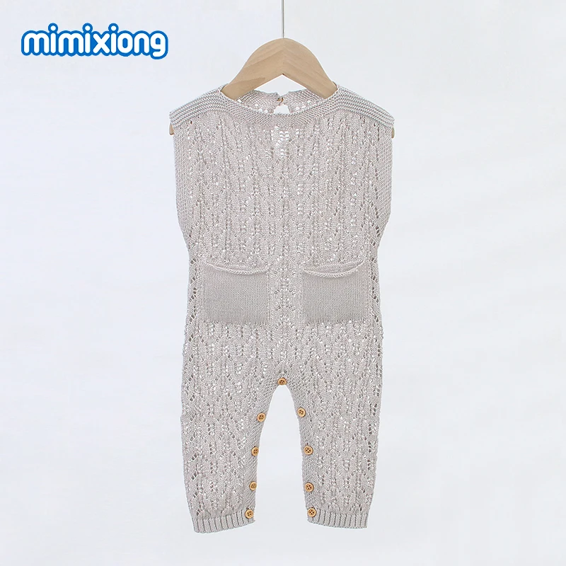 Baby Rompers Summer Solid Knitted Newborn Girls Jumpsuits One Piece 0-18M Infant Kids Bebes Overalls Children Clothes Sleeveless