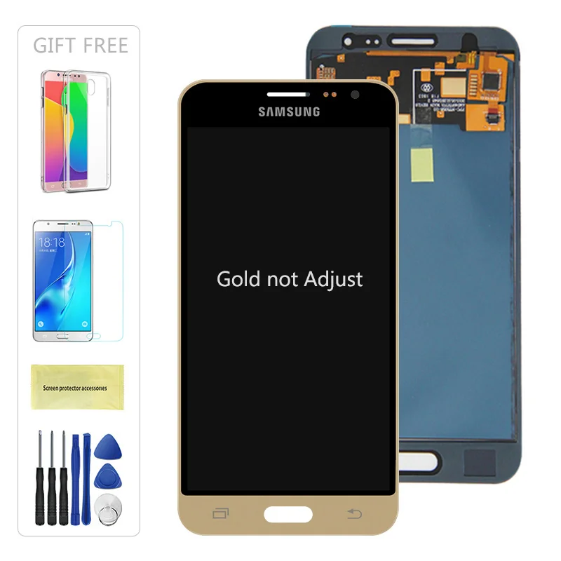 Gold not Adjust J320F lcd для samsung Galaxy J3 J320 lcd J320A J320FN J320M lcd дисплей с кодирующий преобразователь сенсорного экрана в сборе - Цвет: Gold not Adjust