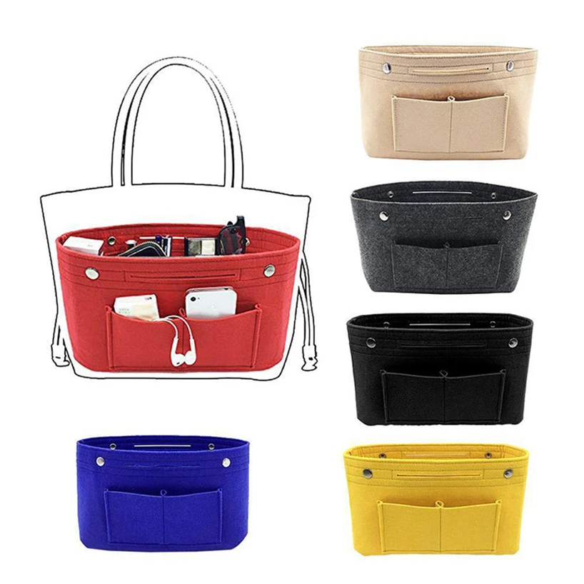 Ladies Fashion Handbag Storage Bag Wallet Insert  Felt Multi Pocket Handbag Utility Bag Durable practical  convenient household