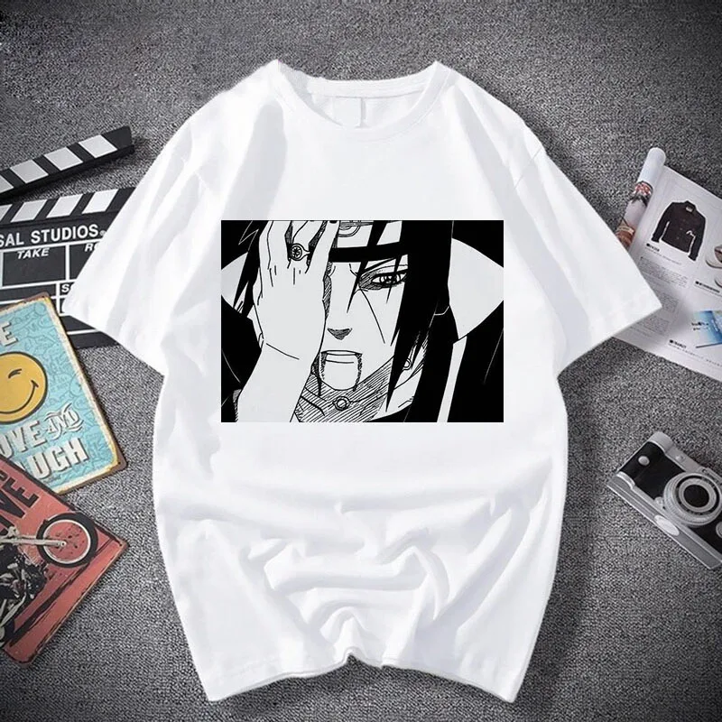 T-shirt Streetwear Naruto Sasuke Summer Harajuku Cool Tshirt Unisex T Shirt Japanese Anime Funny Cartoon Hip Hop Tops Tees Male