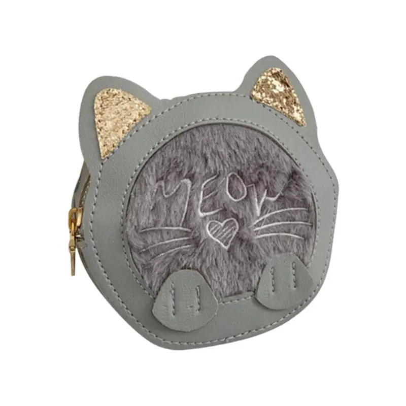 Grey MOJOYCE круглые сумки на плечо с милым котом для девочек, кошелек из искусственной кожи, сумка-мессенджер, сумка через плечо, праздничные сумки-мессенджеры для девочек - Цвет: Grey