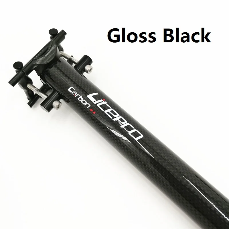 LITEPRO Brompton складной велосипедный Подседельный штырь из углеродного волокна 31,8 мм* 580 мм велосипедный Подседельный штырь складной Подседельный штырь для велосипеда - Цвет: Gloss Black