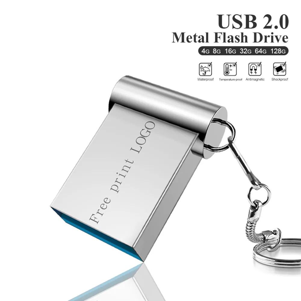 Металлический флеш-накопитель 128 Гб 64 ГБ usb 2,0 usb флеш-накопитель 32 ГБ флеш-накопитель 16 ГБ 8 ГБ флеш-накопитель memoria usb печать логотипа