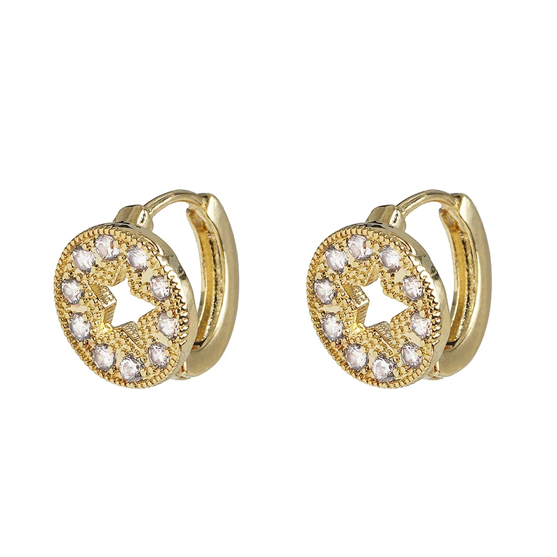 JUJIA, винтажные корейские круглые золотые серьги-кольца с кристаллами, Модные CZ камни, Букле д 'ореиль, ювелирные изделия для девочек, подарки - Окраска металла: 52889