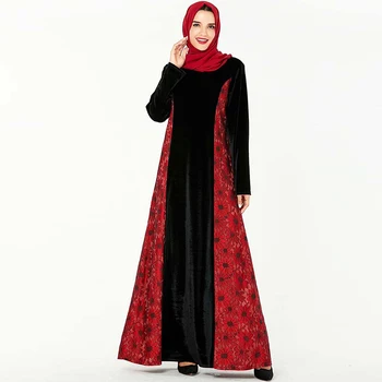 

Plus Size Black Velvet Abaya Dubai Turkish Hijab Muslim Dress Islam Clothing Abayas For Women Caftan Kaftan Dresses Robe Kleding