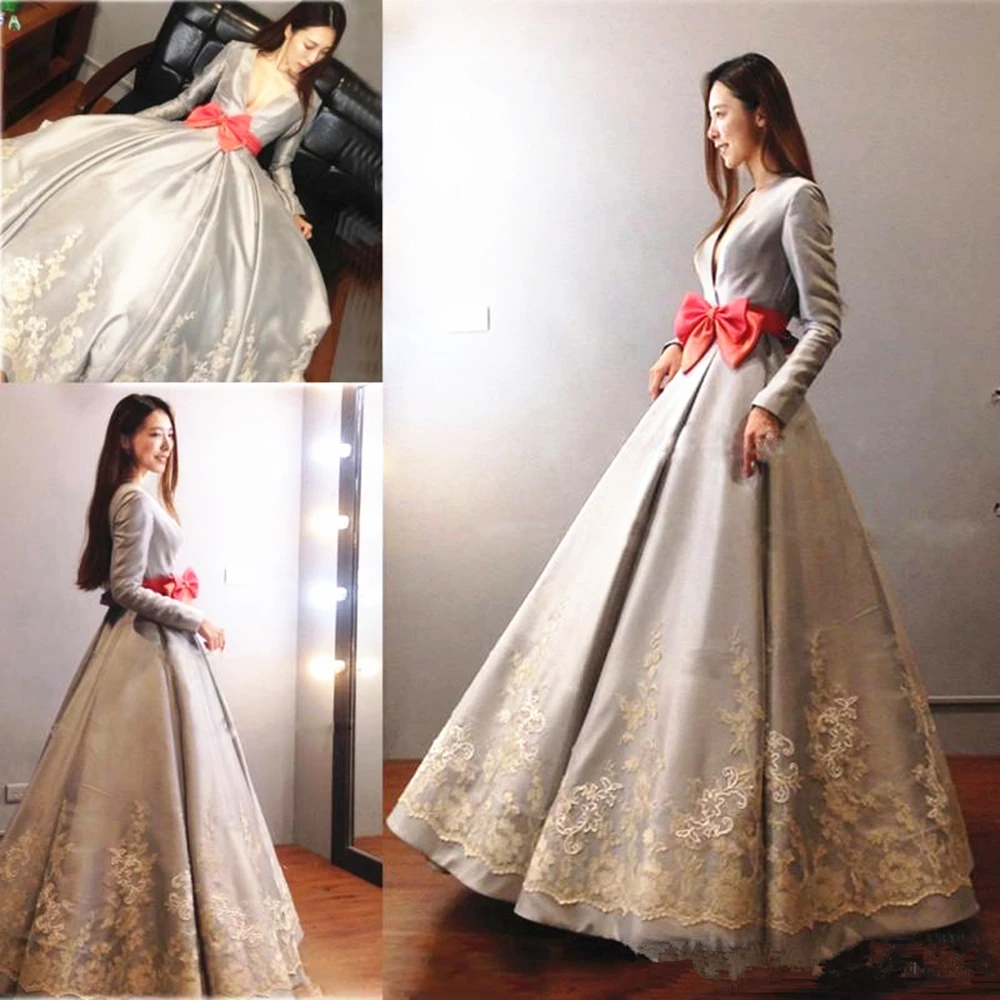 elegant-satin-deep-v-neck-evening-dresses-2018-a-line-lace-applique-with-long-sleeves-saudi-arabia-prom-dresses-with-orange-bow-party-gowns