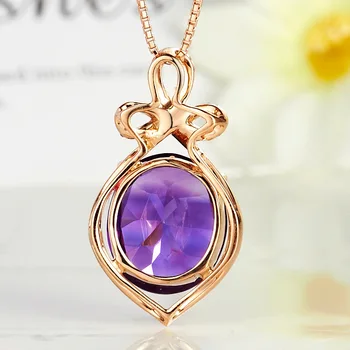 

High imitation Natural Amethyst Pendant with heart-shaped gem necklace and Amethyst Necklace