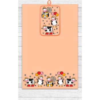 

Kitchen set Balls (towel 39x60, oven mitt 14.5x22) peach, cotton 100%, 200g / m2 5180381