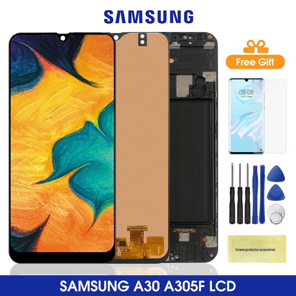 ЖК дисплей 6 4 дюйма A305 для Samsung Galaxy A30 сенсорный экран с рамкой дигитайзер в сборе