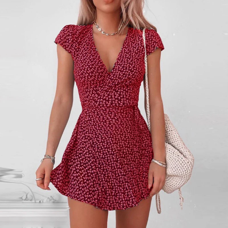 Elegant Floral Print Ruffle Straps Dress Women Summer Off Shoulder Sleeveless Mini Dress Sexy Slim Bodycon Party Dress Vestidos
