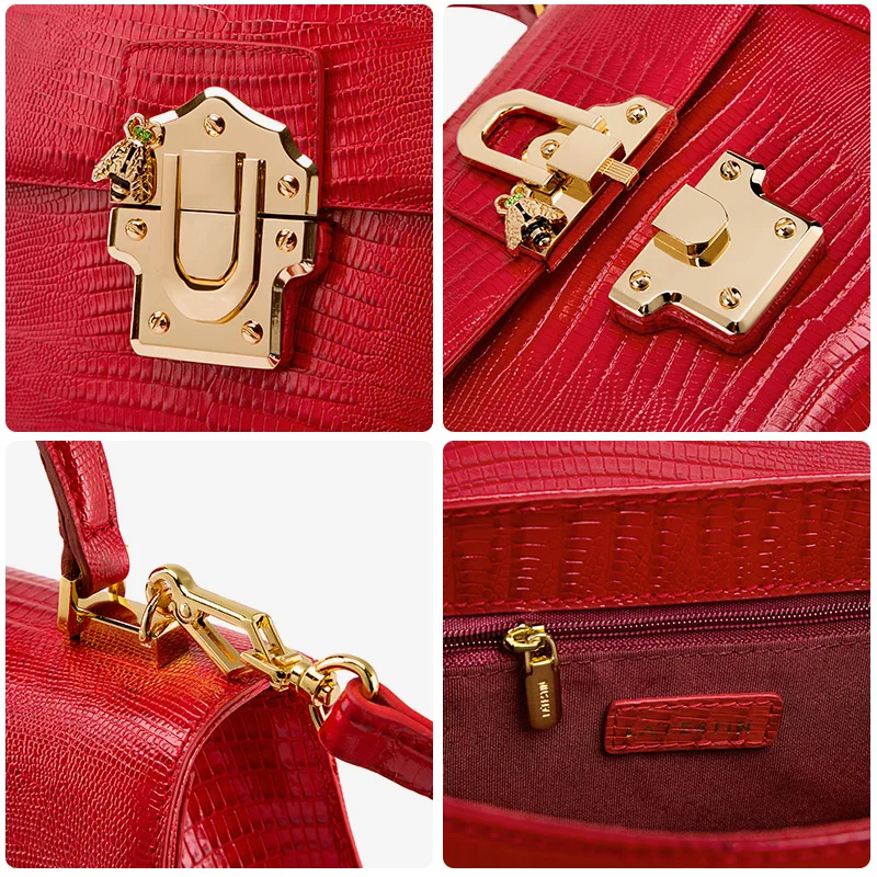 Designer Serpentine Lock Leather Fashion Women's Crossbody Shoulder Bag Handbag LA FESTIN